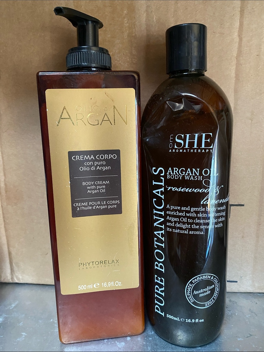 Arca Brown Body Cream & She Body Wash Bundle Argan Oil & Lavender